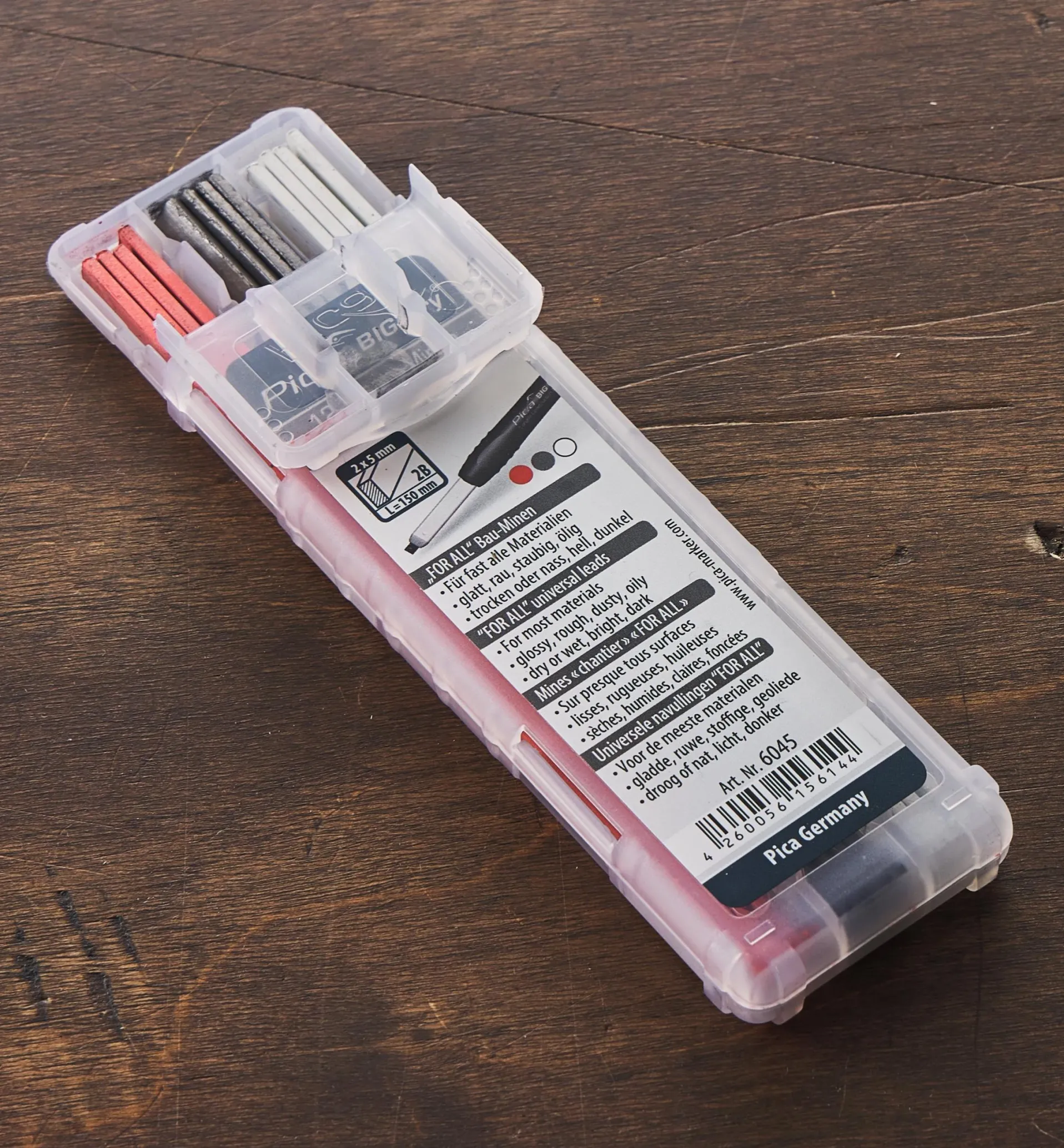 Lee Valley 2B Pica Replacement Leads (Graphite/White/Red)