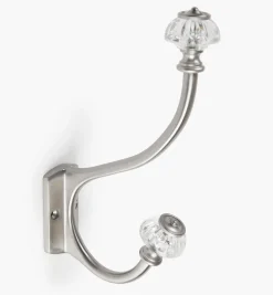 Lee Valley Brass Coat Hook With Victorian Crystal Knobs